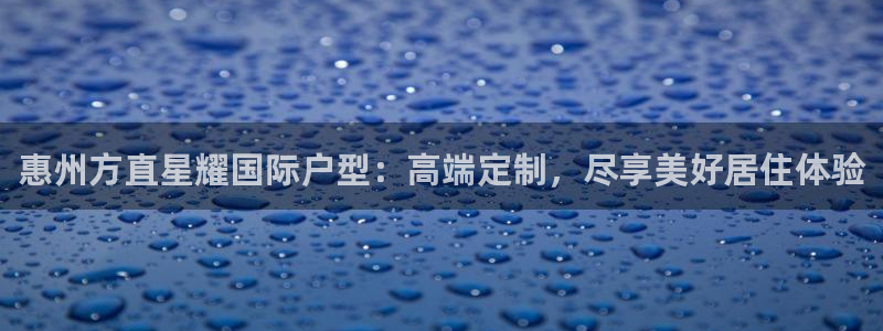 壹号大舞台官网入口：惠州方直星耀国际户型：高端定制，尽享美好居住体验